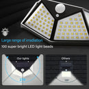 Luz Solar LED 100 con Sensor de Movimiento PIR – Lámpara Exterior Impermeable IP65 para Jardín y Pared